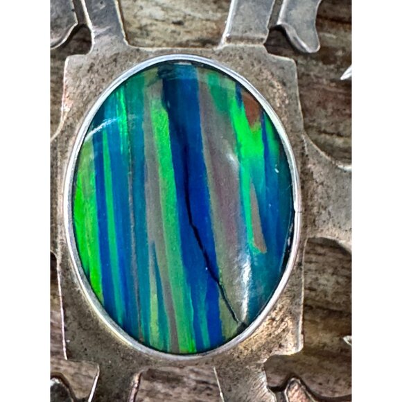 Sterling Silver Pendant With Synthetic Opal 9.01g - Picture 3 of 7